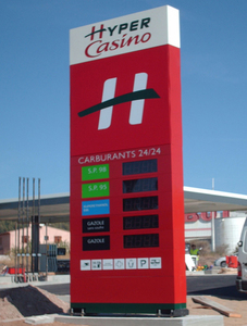 Totem lumineux double face droit en tôle tablette ajourée